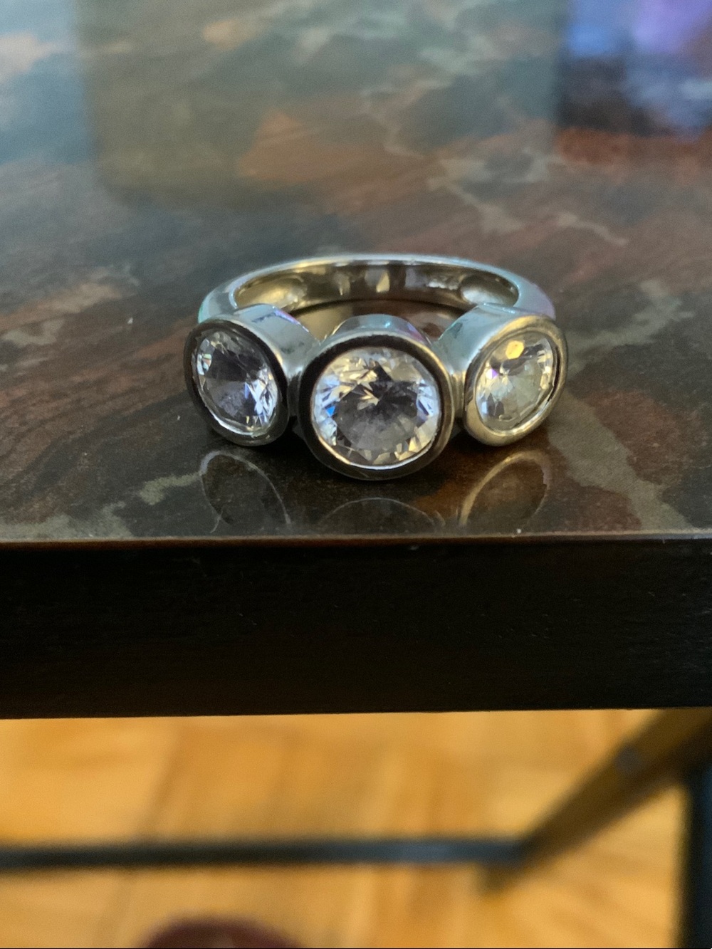 Sterling Silver Triple Round CZ Statement Ring - Silver
